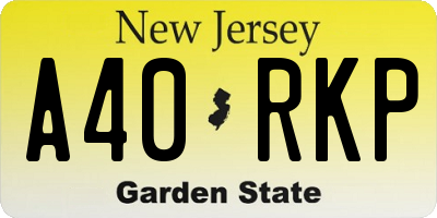 NJ license plate A40RKP