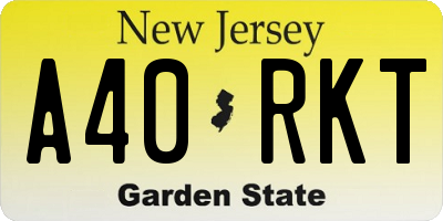 NJ license plate A40RKT