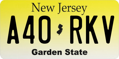 NJ license plate A40RKV