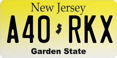 NJ license plate A40RKX