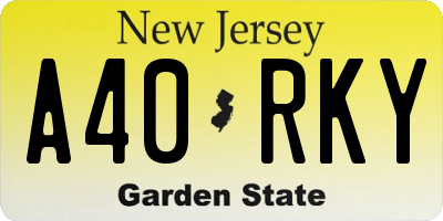 NJ license plate A40RKY