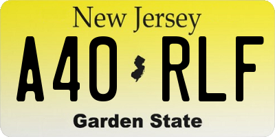 NJ license plate A40RLF