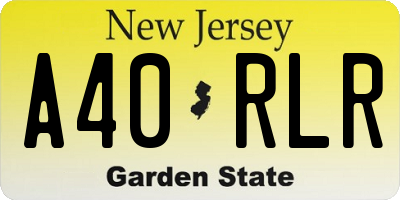 NJ license plate A40RLR