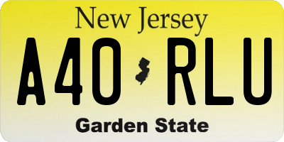NJ license plate A40RLU