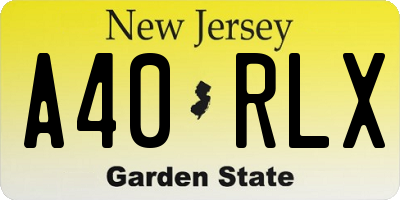 NJ license plate A40RLX