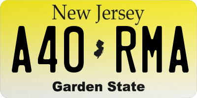 NJ license plate A40RMA