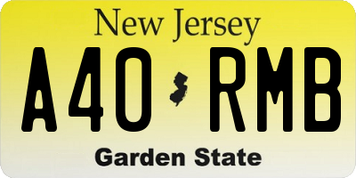 NJ license plate A40RMB