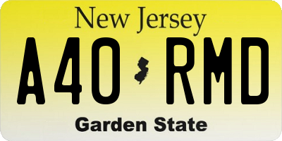 NJ license plate A40RMD