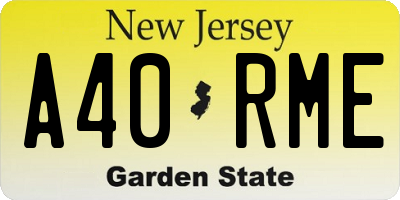 NJ license plate A40RME