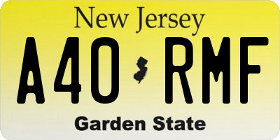 NJ license plate A40RMF