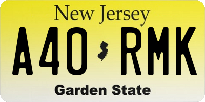 NJ license plate A40RMK