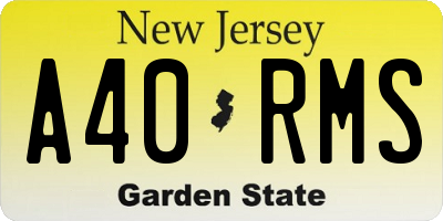 NJ license plate A40RMS