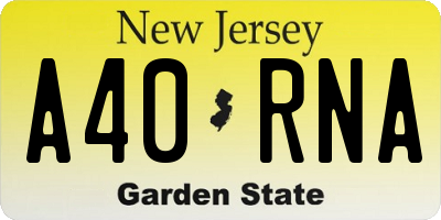 NJ license plate A40RNA