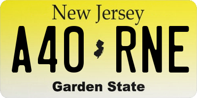 NJ license plate A40RNE