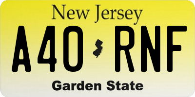 NJ license plate A40RNF