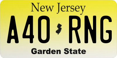 NJ license plate A40RNG