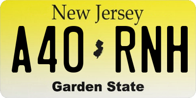 NJ license plate A40RNH