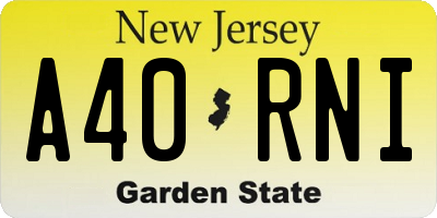 NJ license plate A40RNI