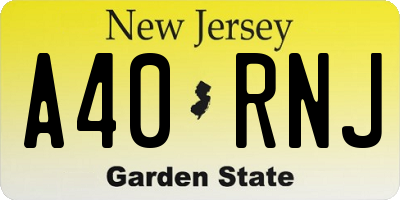 NJ license plate A40RNJ