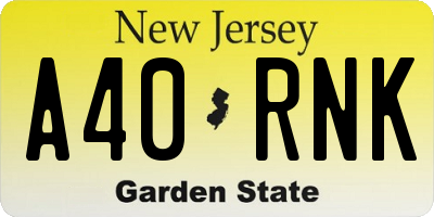NJ license plate A40RNK