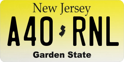NJ license plate A40RNL