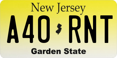 NJ license plate A40RNT