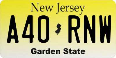 NJ license plate A40RNW