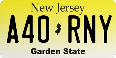 NJ license plate A40RNY