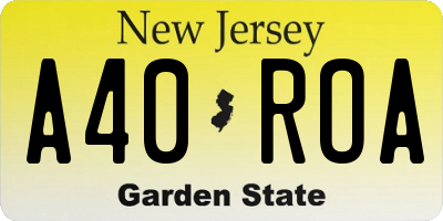 NJ license plate A40ROA