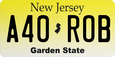 NJ license plate A40ROB