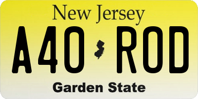 NJ license plate A40ROD
