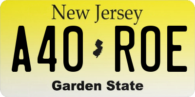 NJ license plate A40ROE