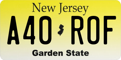 NJ license plate A40ROF
