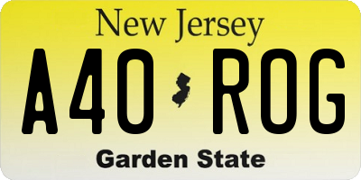 NJ license plate A40ROG