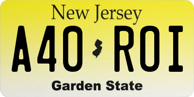 NJ license plate A40ROI