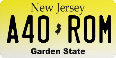 NJ license plate A40ROM