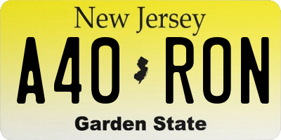 NJ license plate A40RON