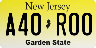 NJ license plate A40ROO
