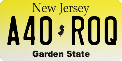 NJ license plate A40ROQ