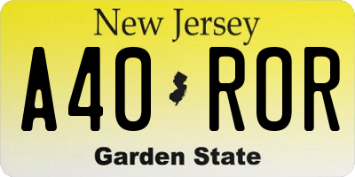 NJ license plate A40ROR
