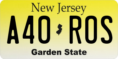 NJ license plate A40ROS