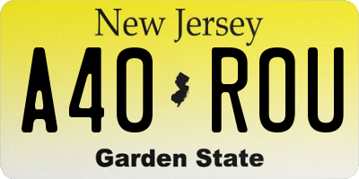 NJ license plate A40ROU