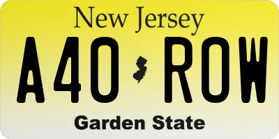 NJ license plate A40ROW