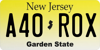 NJ license plate A40ROX