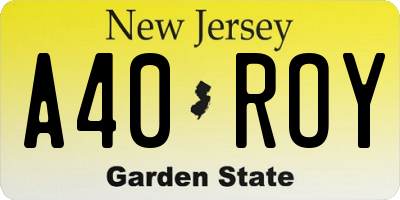 NJ license plate A40ROY