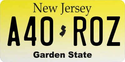 NJ license plate A40ROZ