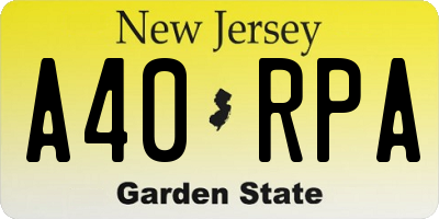 NJ license plate A40RPA