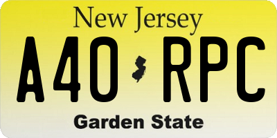 NJ license plate A40RPC