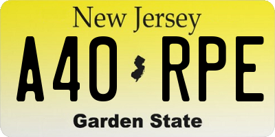 NJ license plate A40RPE