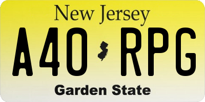 NJ license plate A40RPG